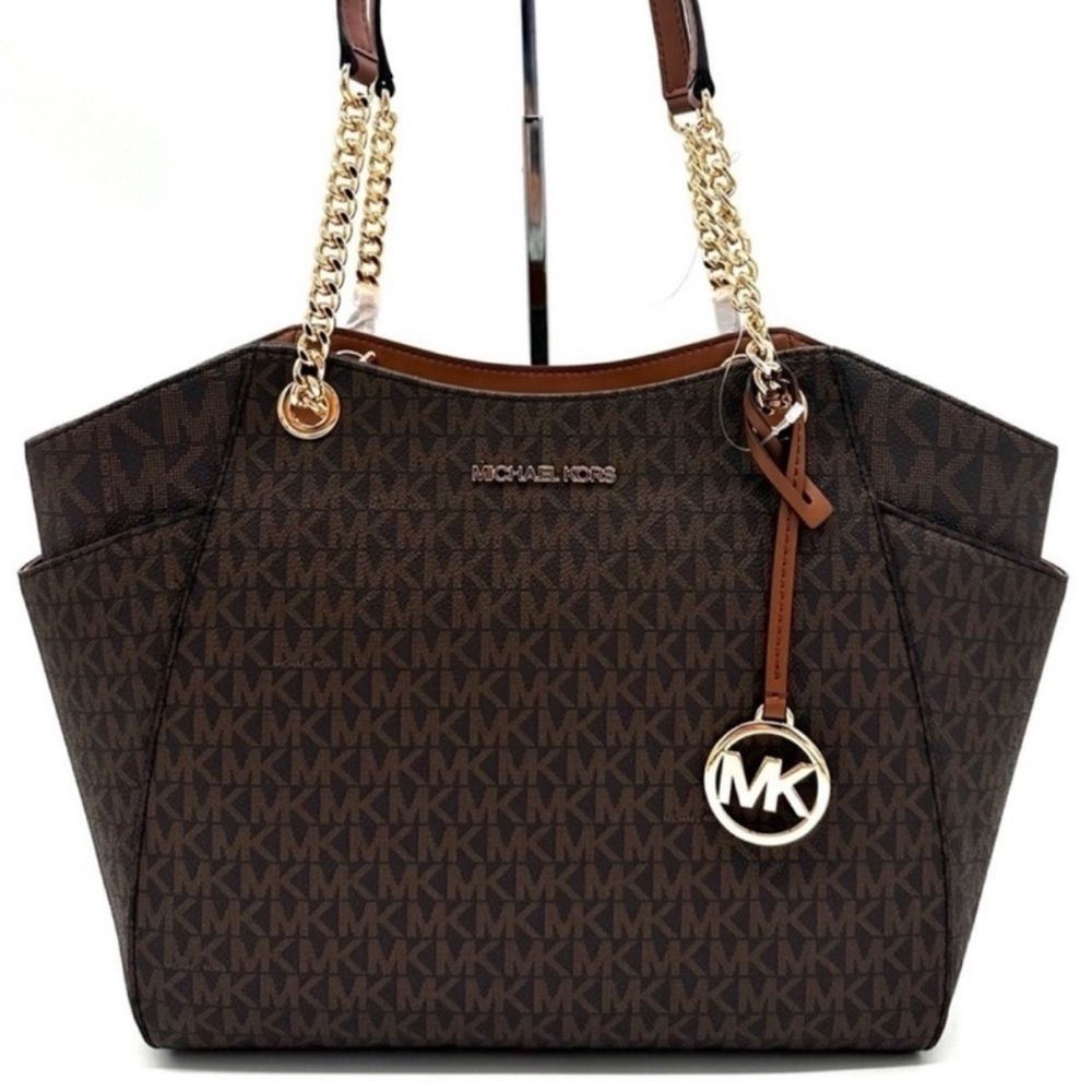 Michael Kors Dark Brown Shoulder Bag with Gold Accents